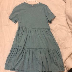 Old Navy Knit Tiered Mini T-Shirt Swing Dress Light Blue